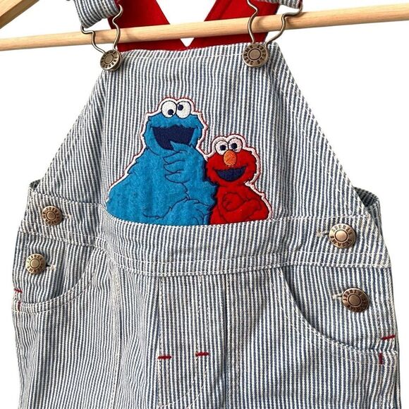 Vintage Sesame Street Striped Baby Overalls in Size 12 Months - Picture 4 of 8